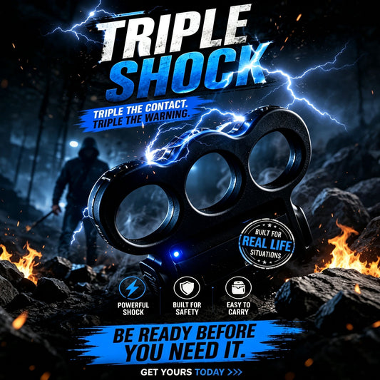 Triple Contact Personal Protector – Rechargeable Electric Deterrent Device with LED Flashlight